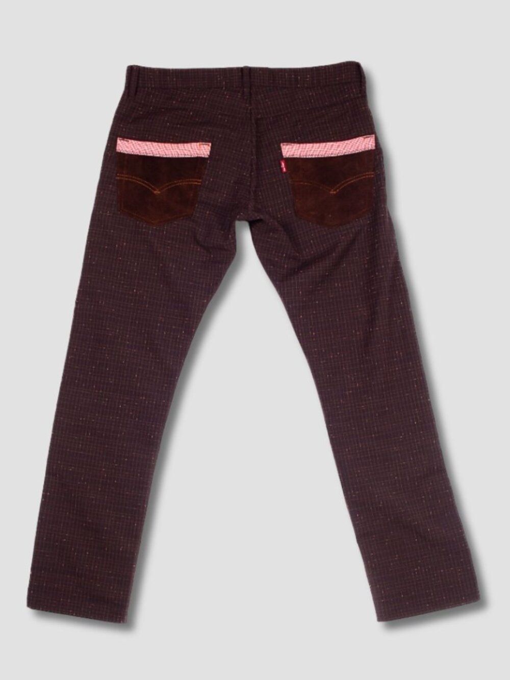 JUNYA WATANABE LEVI'S CDG AD 2012 Dark Brown Suede Leather Back Pocket Pants S